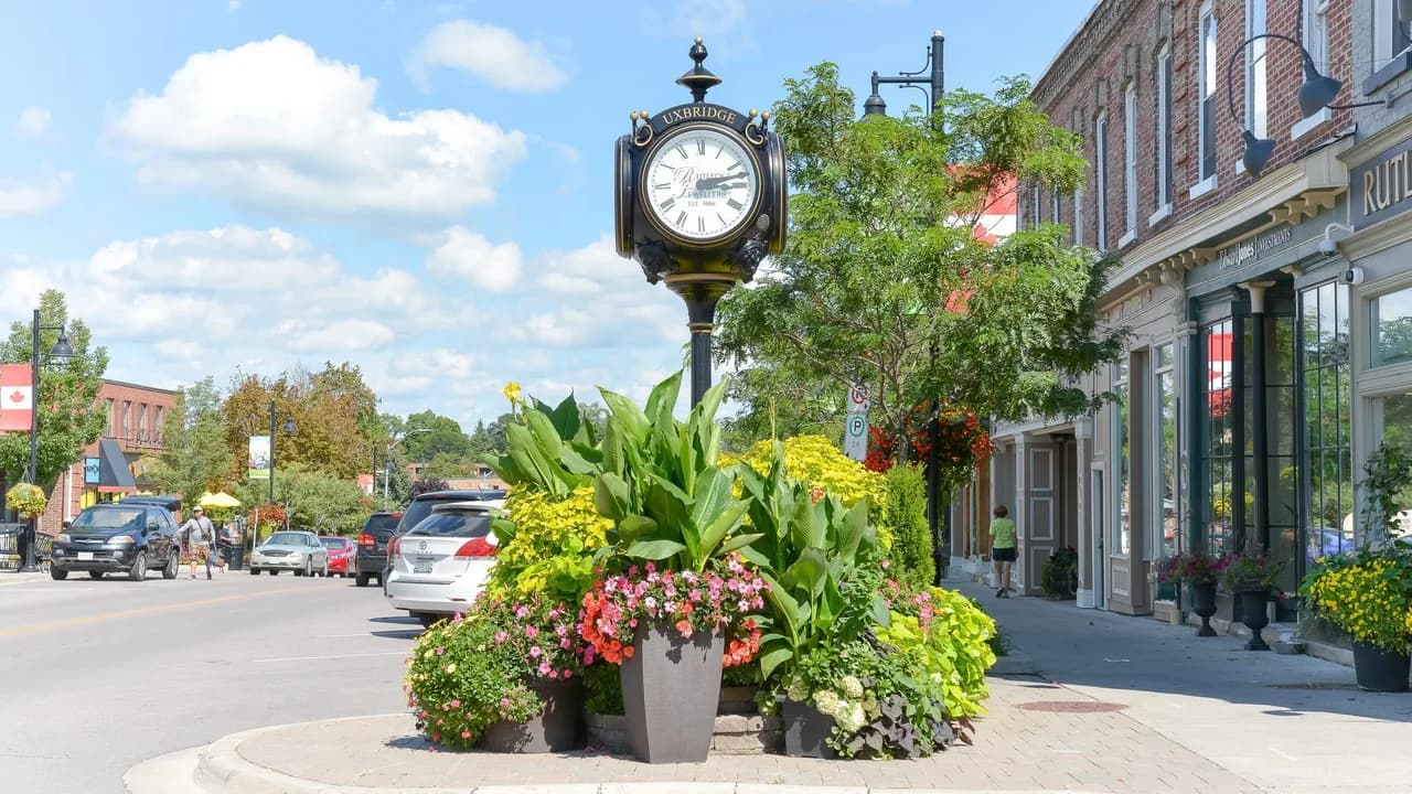 Downtown Uxbridge streetscape; no identifiable people. File photo.