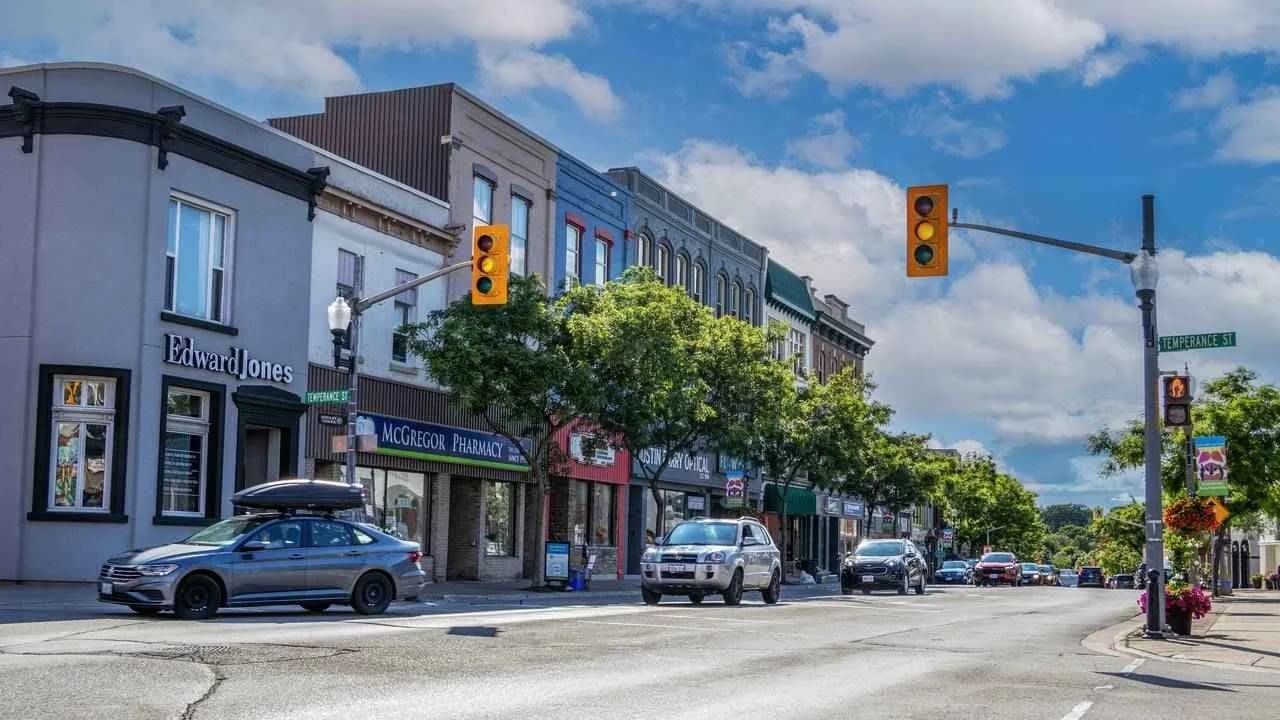 Downtown Bowmanville commercial street during daytime